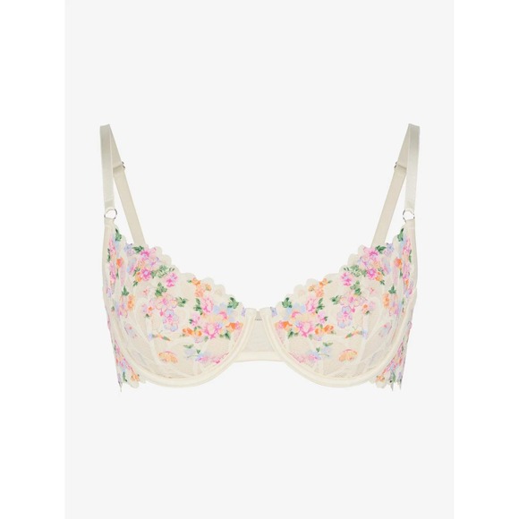 Savage X Fenty Other - Savage X Fenty Savage Not Sorry Printed Lace Unlined Balconette Bra 36C Cream